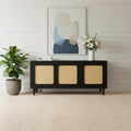 Black Distressed Solid Wood Sideboard with Three Doors - 60-inch