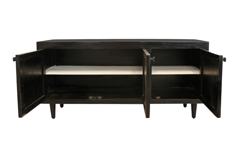 Black Distressed Solid Wood Sideboard with Three Doors - 60-inch