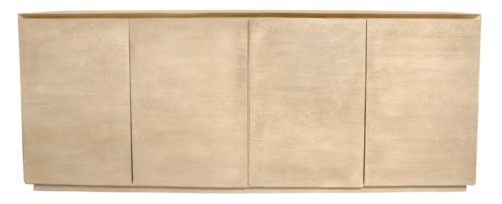 Natural Distressed Solid Wood Sideboard with Four Doors - 80-inch