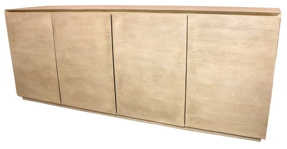 Natural Distressed Solid Wood Sideboard with Four Doors - 80-inch