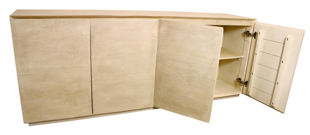 Natural Distressed Solid Wood Sideboard with Four Doors - 80-inch