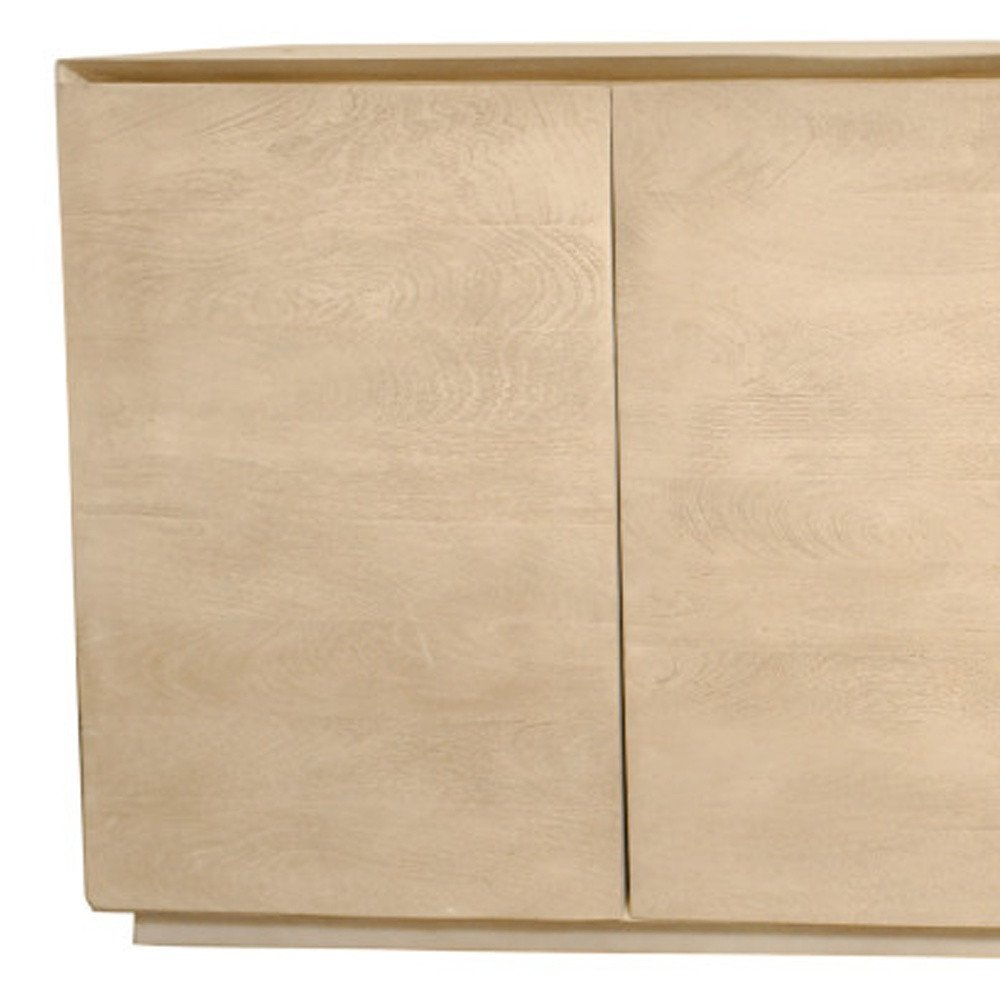 Natural Distressed Solid Wood Sideboard with Four Doors - 80-inch