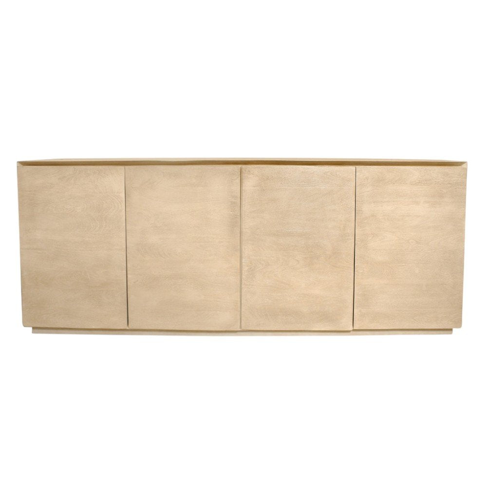 Natural Distressed Solid Wood Sideboard with Four Doors - 80-inch