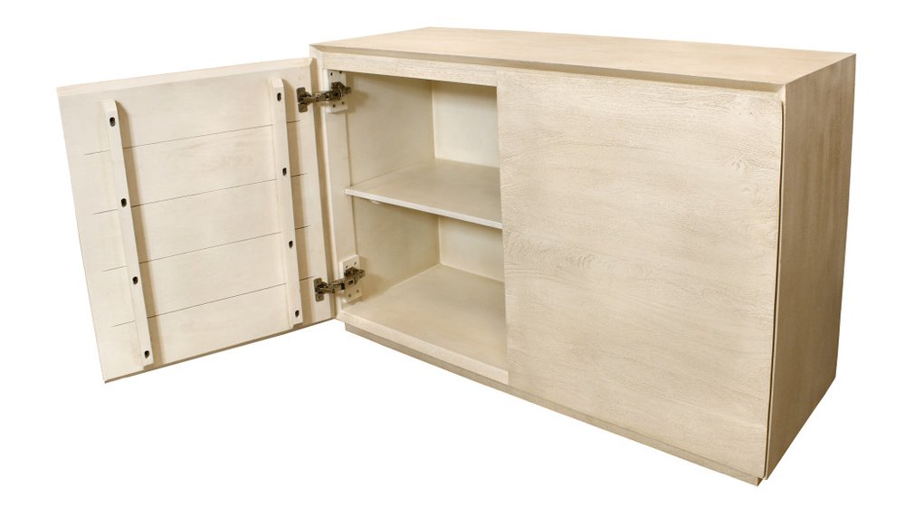 Natural Distressed Solid Wood Sideboard Soft Close with Two Doors - 48-inch