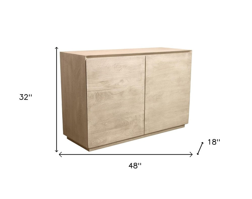Natural Distressed Solid Wood Sideboard Soft Close with Two Doors - 48-inch