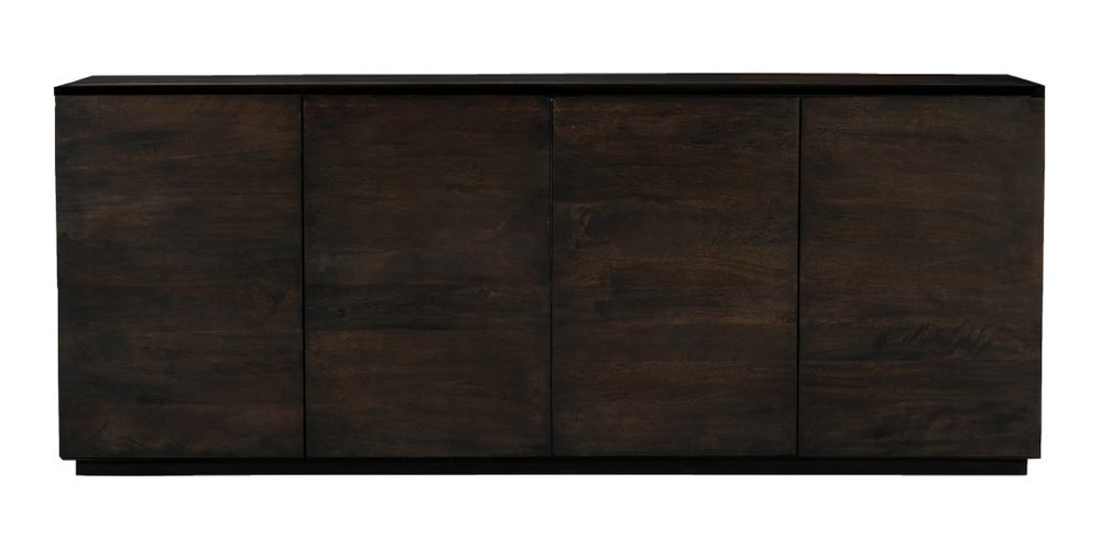 Dark Brown Distressed Solid Wood Sideboard with Four Doors - 80-inch