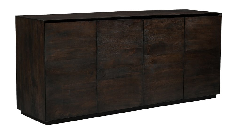 Dark Brown Distressed Solid Wood Sideboard with Four Doors - 80-inch