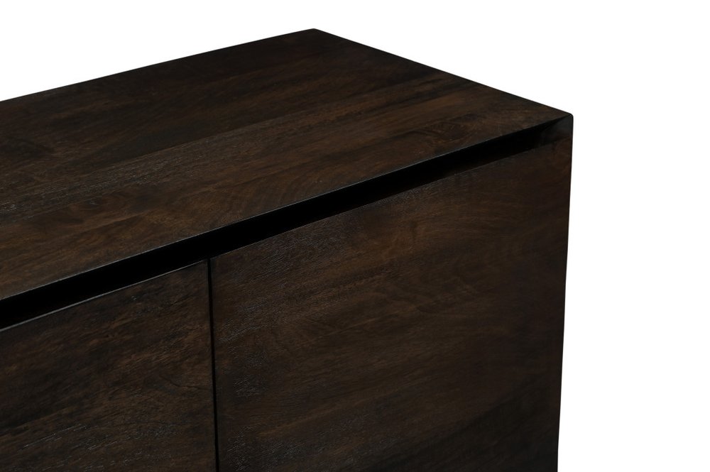Dark Brown Distressed Solid Wood Sideboard with Four Doors - 80-inch