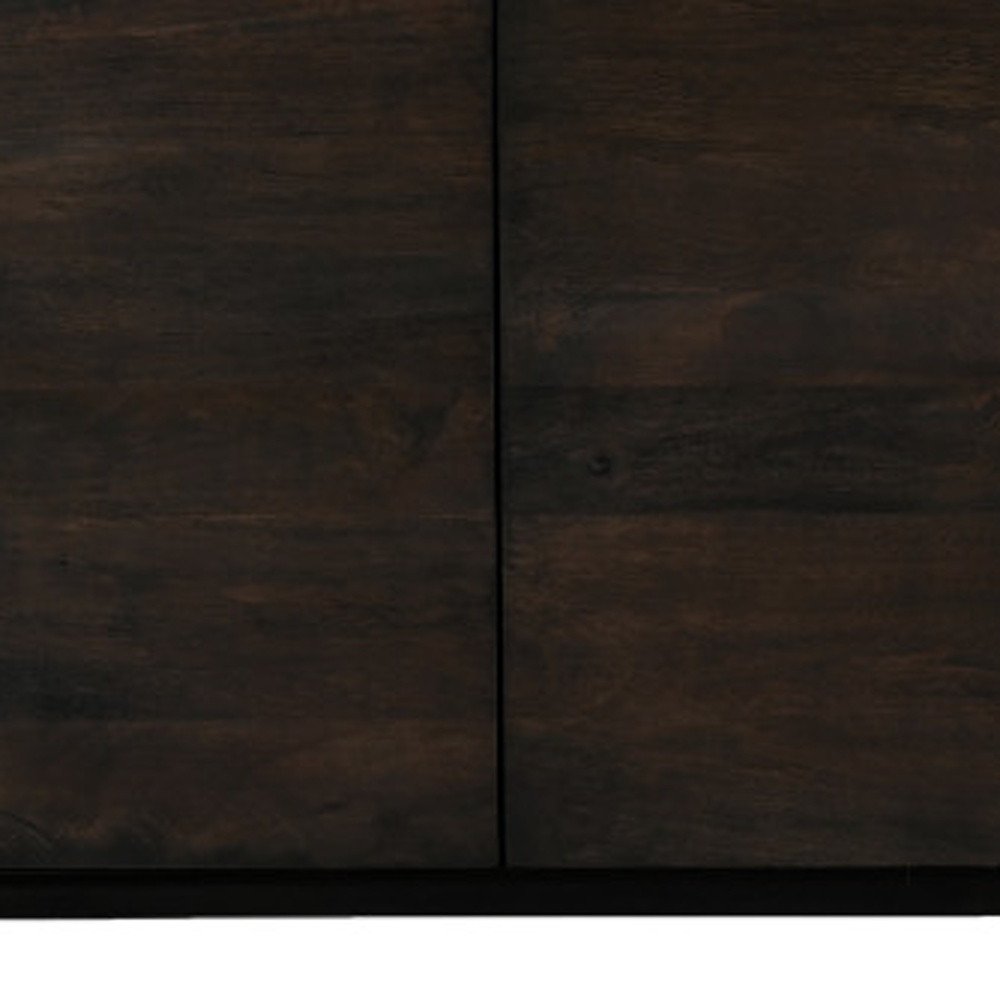 Dark Brown Distressed Solid Wood Sideboard with Four Doors - 80-inch
