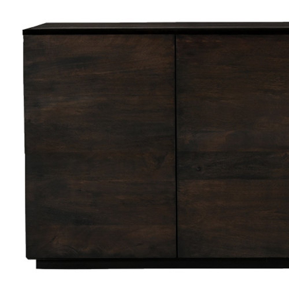 Dark Brown Distressed Solid Wood Sideboard with Four Doors - 80-inch
