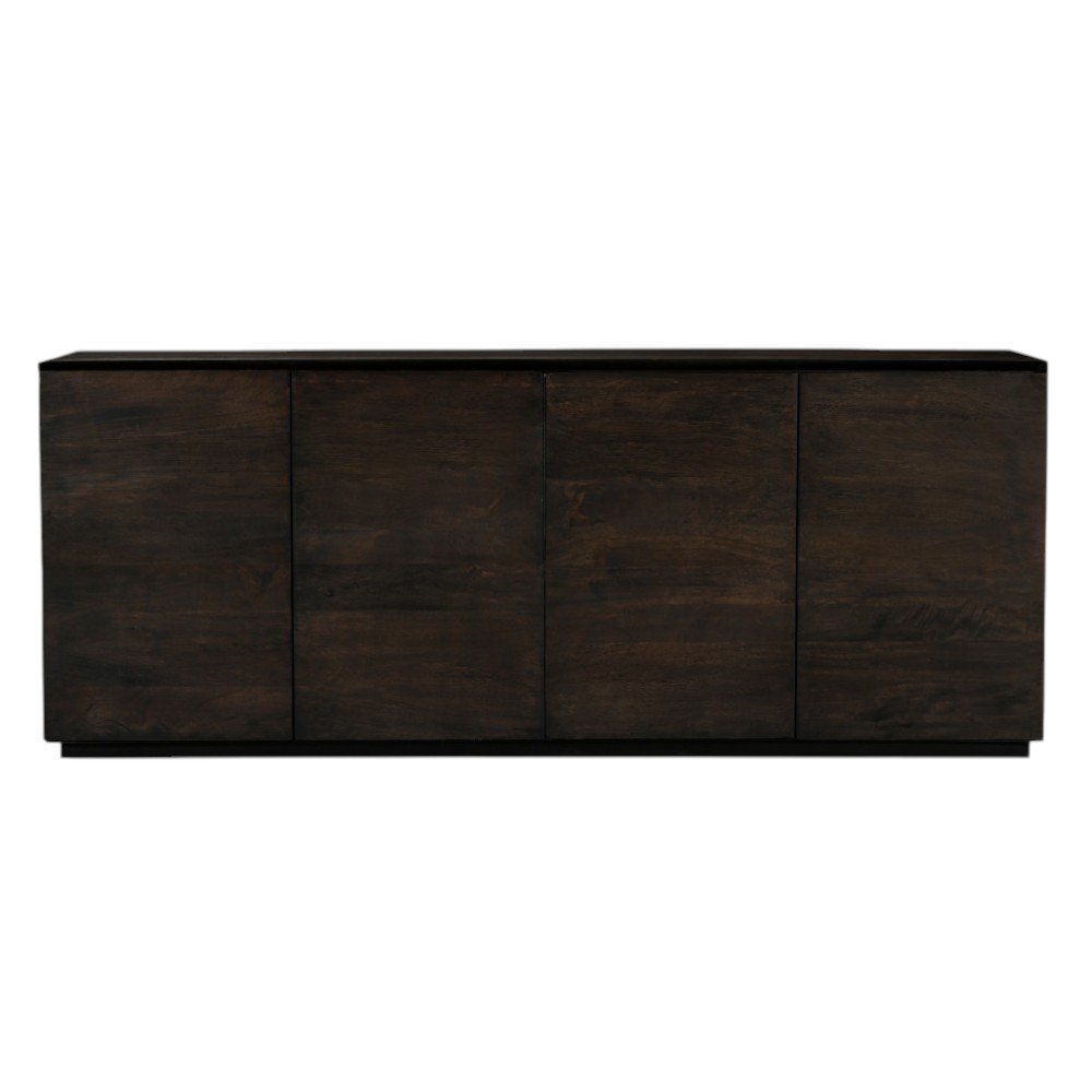 Dark Brown Distressed Solid Wood Sideboard with Four Doors - 80-inch