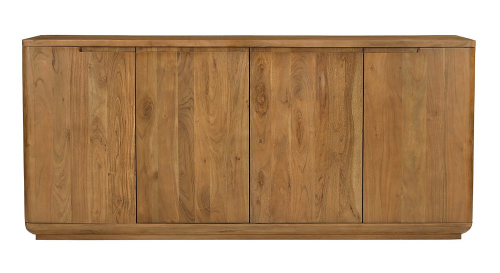 Tan Distressed Solid Wood Sideboard Soft Close with Four Doors - 72-inch