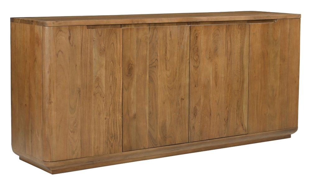 Tan Distressed Solid Wood Sideboard Soft Close with Four Doors - 72-inch