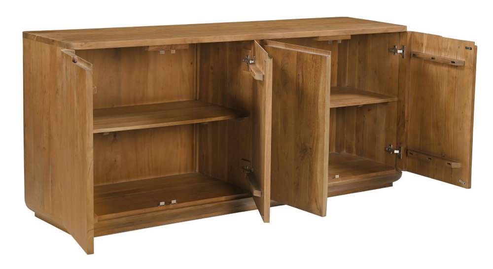 Tan Distressed Solid Wood Sideboard Soft Close with Four Doors - 72-inch