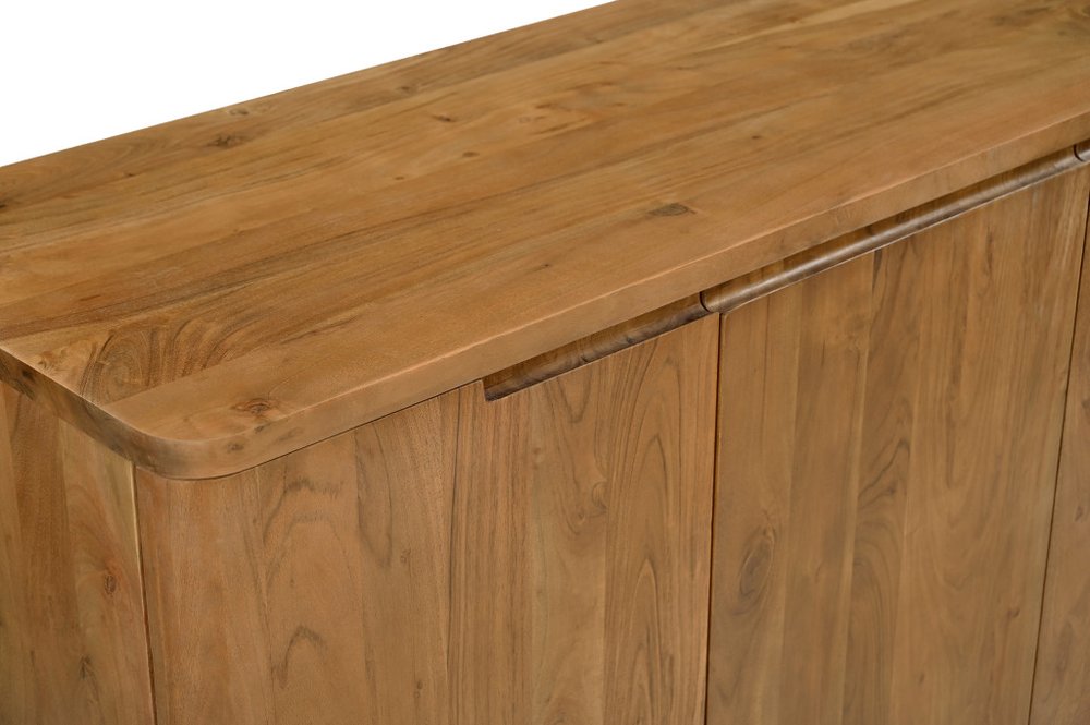 Tan Distressed Solid Wood Sideboard Soft Close with Four Doors - 72-inch
