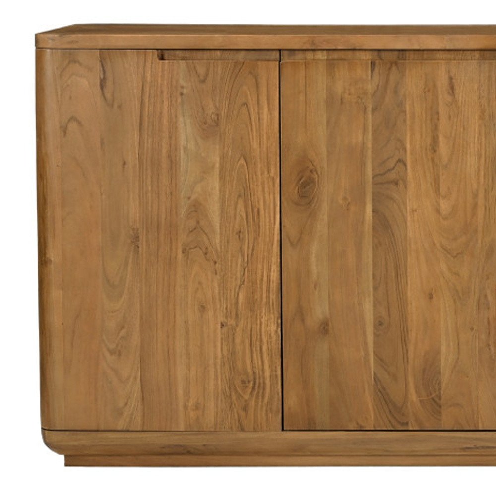 Tan Distressed Solid Wood Sideboard Soft Close with Four Doors - 72-inch