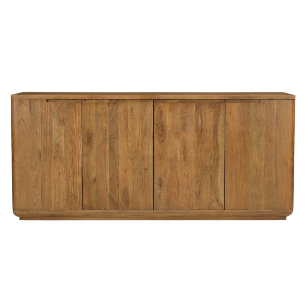 Tan Distressed Solid Wood Sideboard Soft Close with Four Doors - 72-inch