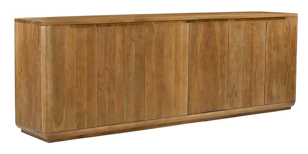 Tan Distressed Solid Wood Sideboard with Six Doors - 96-inch