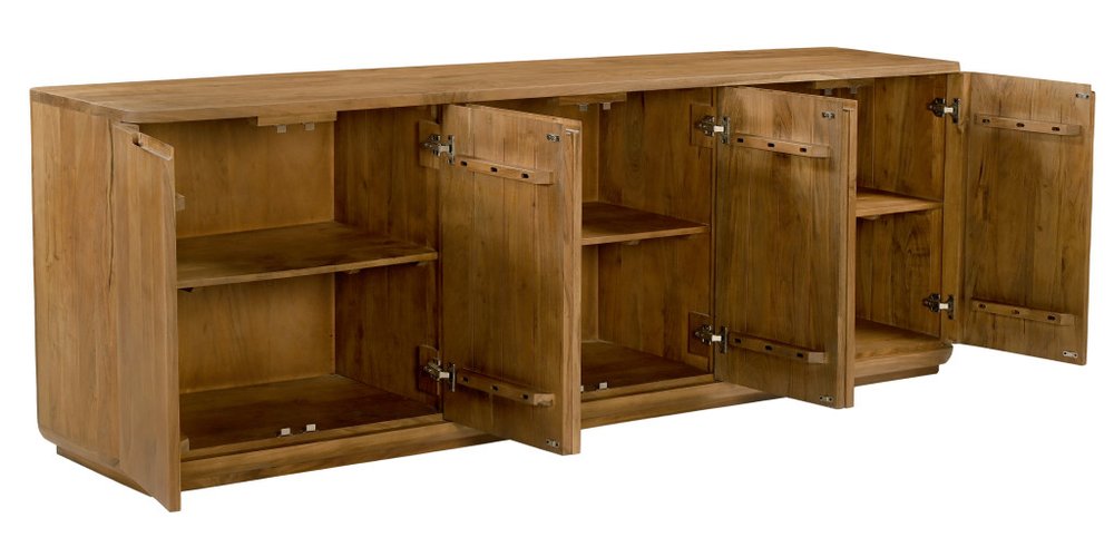 Tan Distressed Solid Wood Sideboard with Six Doors - 96-inch