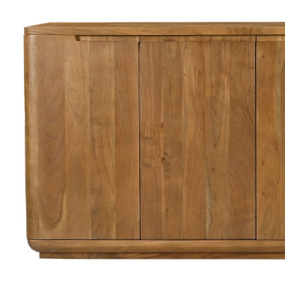 Tan Distressed Solid Wood Sideboard with Six Doors - 96-inch