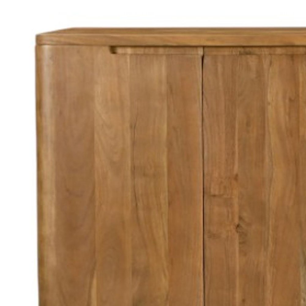 Tan Distressed Solid Wood Sideboard with Six Doors - 96-inch