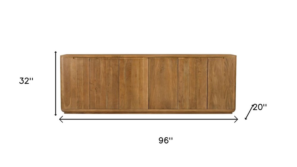 Tan Distressed Solid Wood Sideboard with Six Doors - 96-inch