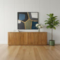 Tan Distressed Solid Wood Sideboard with Six Doors - 96-inch
