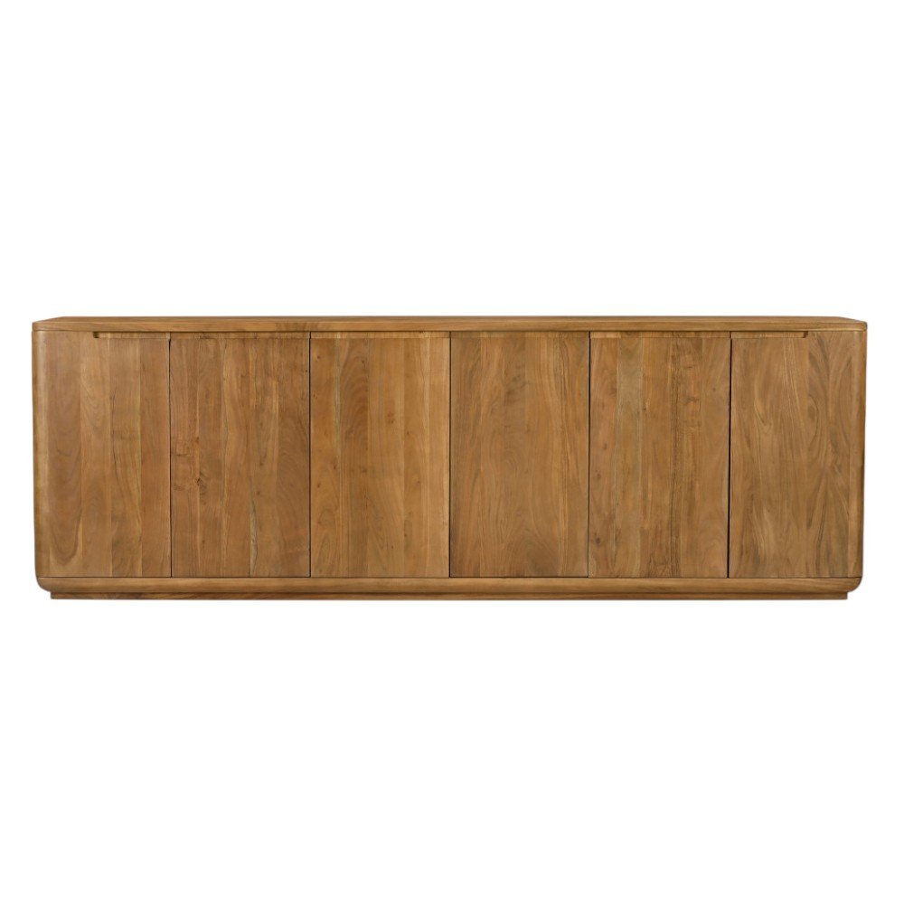 Tan Distressed Solid Wood Sideboard with Six Doors - 96-inch
