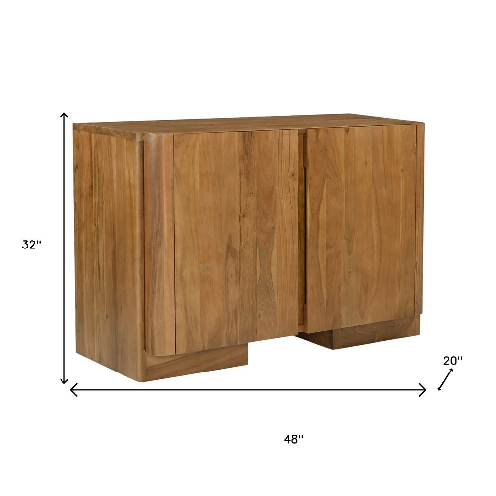 Tan Distressed Solid Wood Sideboard Soft Close with Two Doors - 48-inch