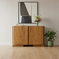 Tan Distressed Solid Wood Sideboard Soft Close with Two Doors - 48-inch