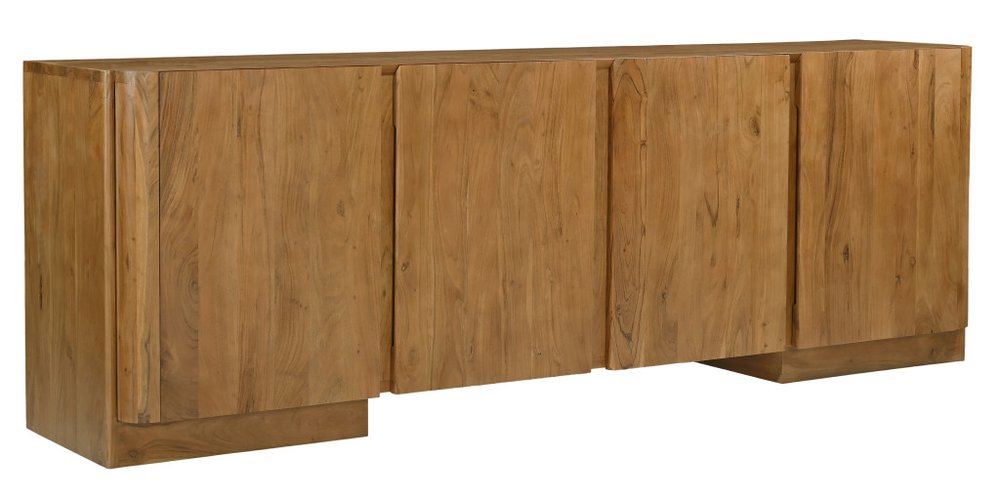 Tan Distressed Solid Wood Sideboard Soft Close with Four Doors - 96-inch