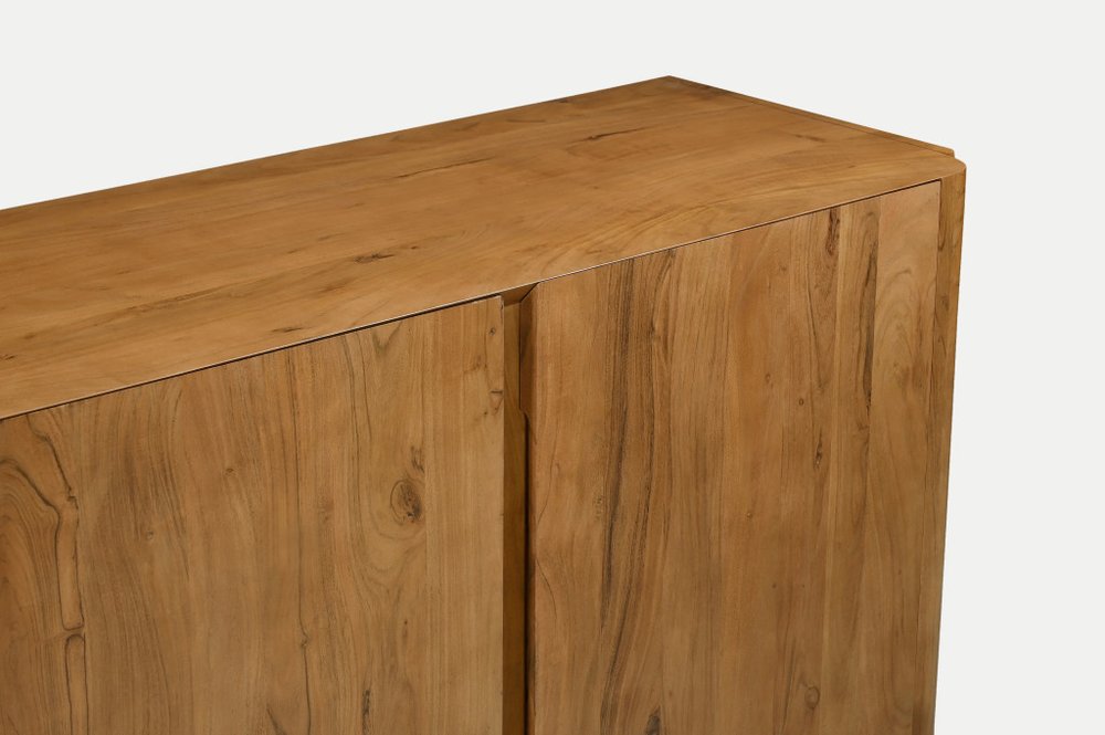 Tan Distressed Solid Wood Sideboard Soft Close with Four Doors - 96-inch
