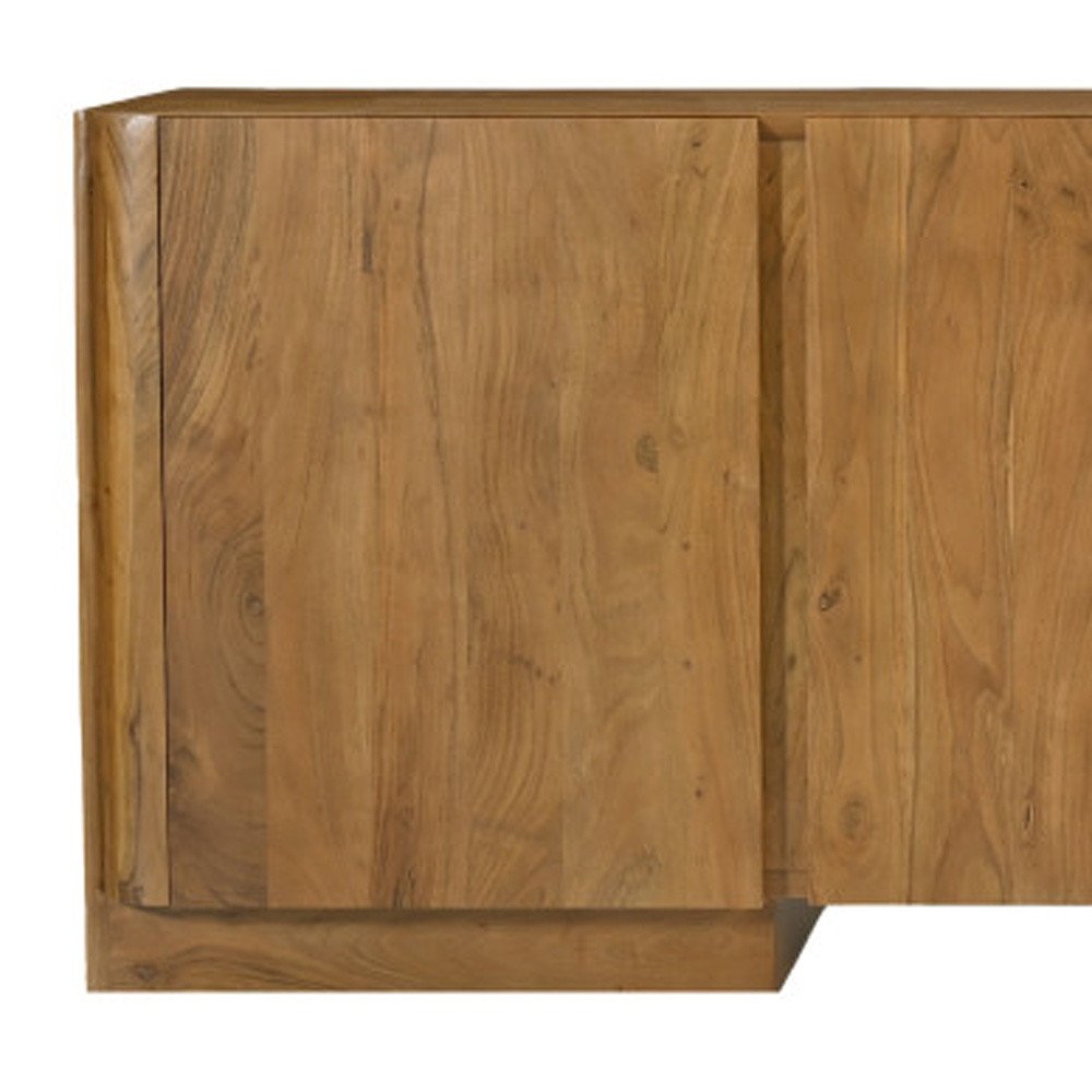 Tan Distressed Solid Wood Sideboard Soft Close with Four Doors - 96-inch