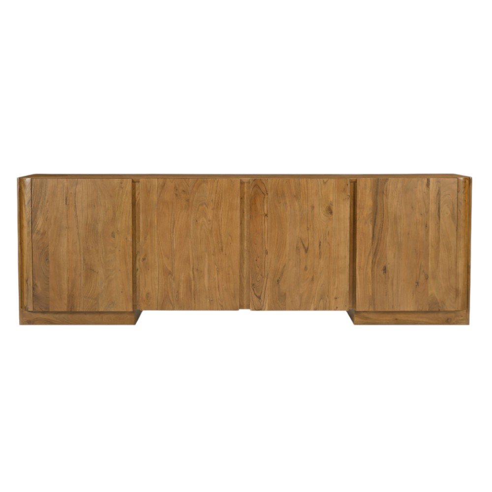 Tan Distressed Solid Wood Sideboard Soft Close with Four Doors - 96-inch