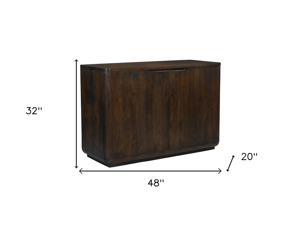 Dark Brown Distressed Solid Wood Sideboard with Two Doors - 48-inch