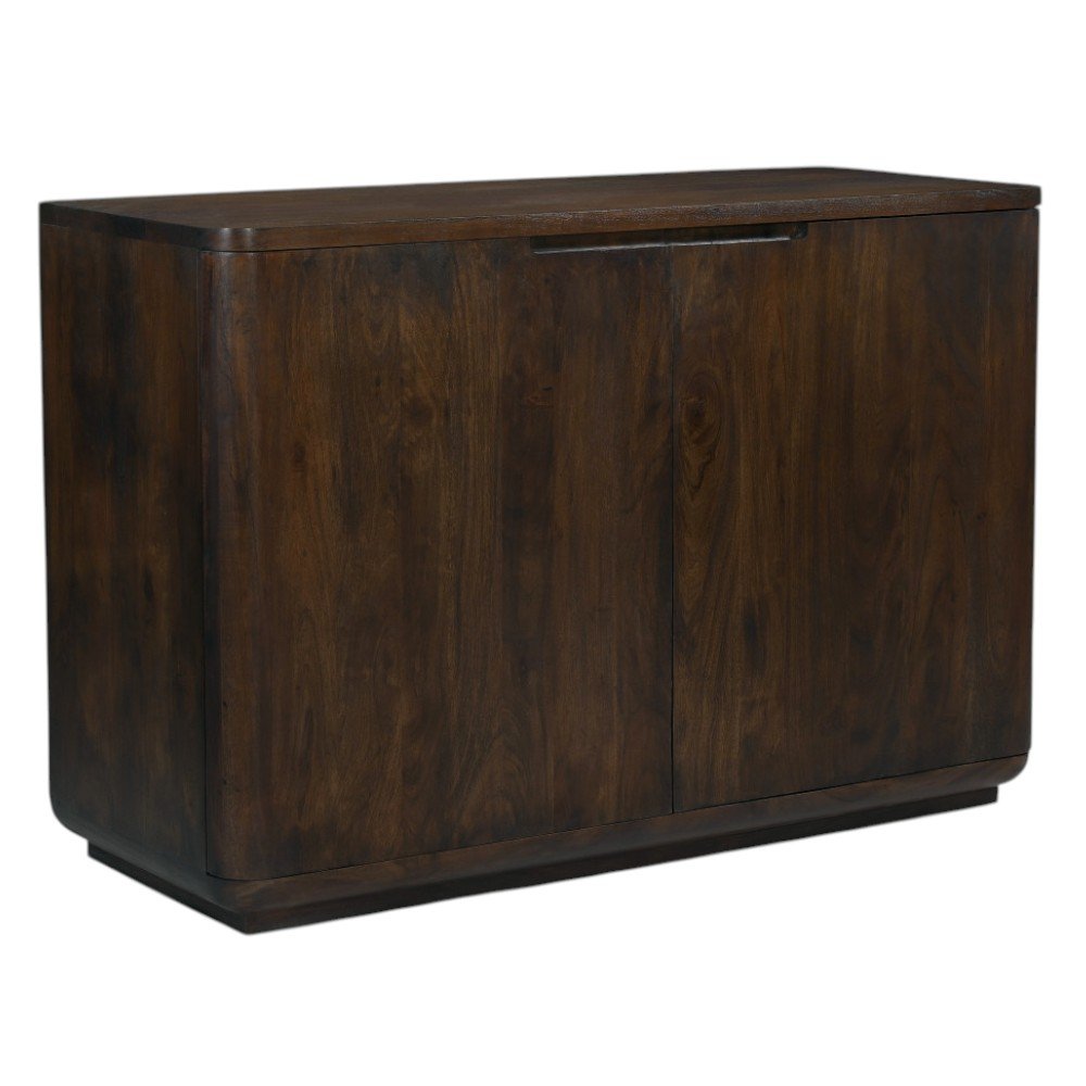 Dark Brown Distressed Solid Wood Sideboard with Two Doors - 48-inch