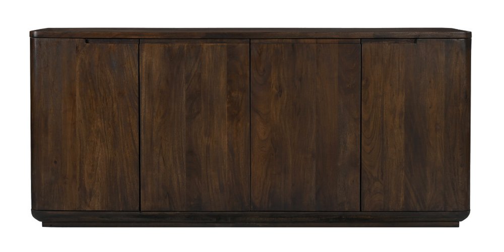 Dark Brown Distressed Solid Wood Sideboard with Four Doors - 72-inch