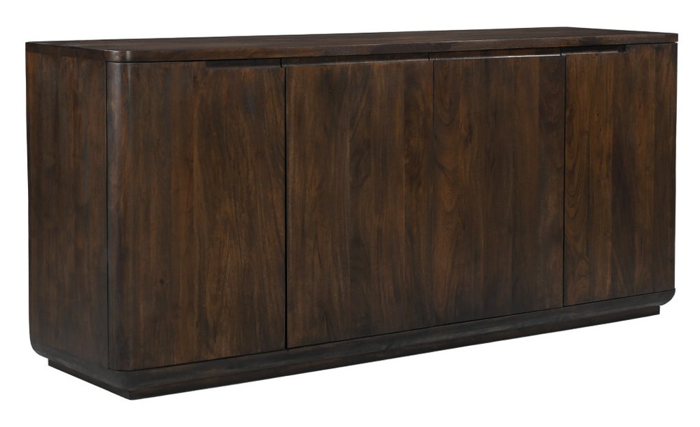 Dark Brown Distressed Solid Wood Sideboard with Four Doors - 72-inch