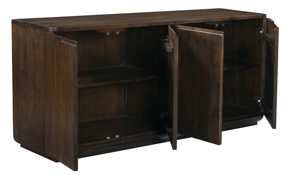 Dark Brown Distressed Solid Wood Sideboard with Four Doors - 72-inch