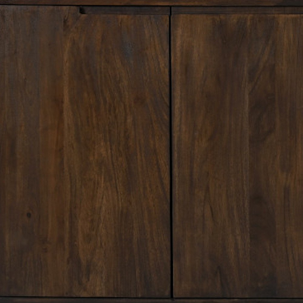 Dark Brown Distressed Solid Wood Sideboard with Four Doors - 72-inch