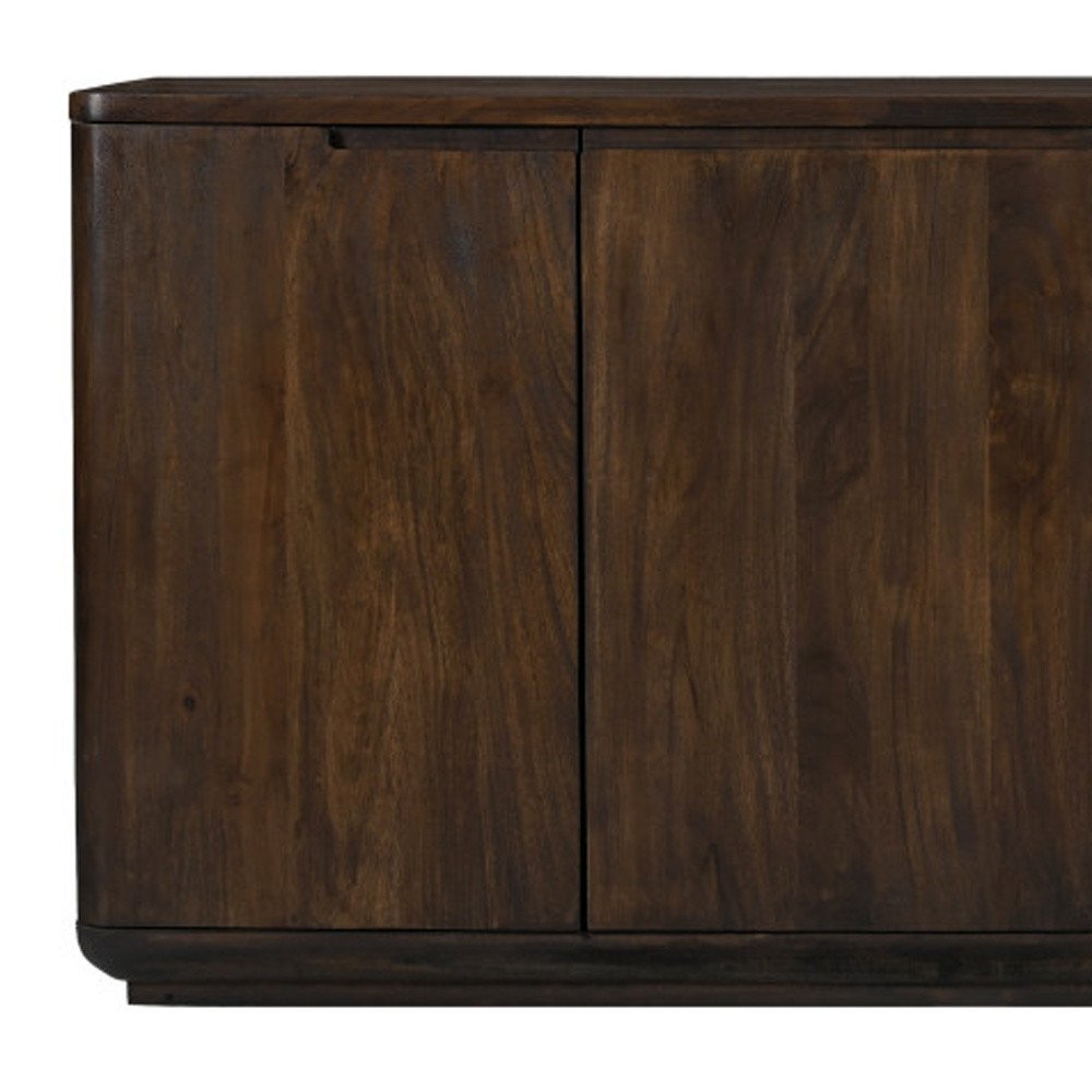 Dark Brown Distressed Solid Wood Sideboard with Four Doors - 72-inch