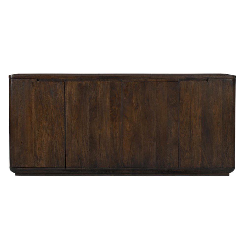 Dark Brown Distressed Solid Wood Sideboard with Four Doors - 72-inch