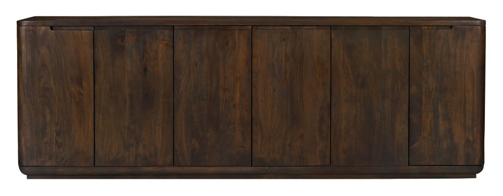 Dark Brown Distressed Solid Wood Sideboard with Six Doors - 96-inch