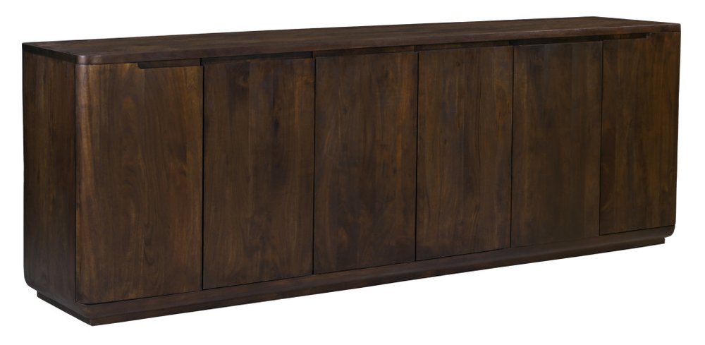 Dark Brown Distressed Solid Wood Sideboard with Six Doors - 96-inch