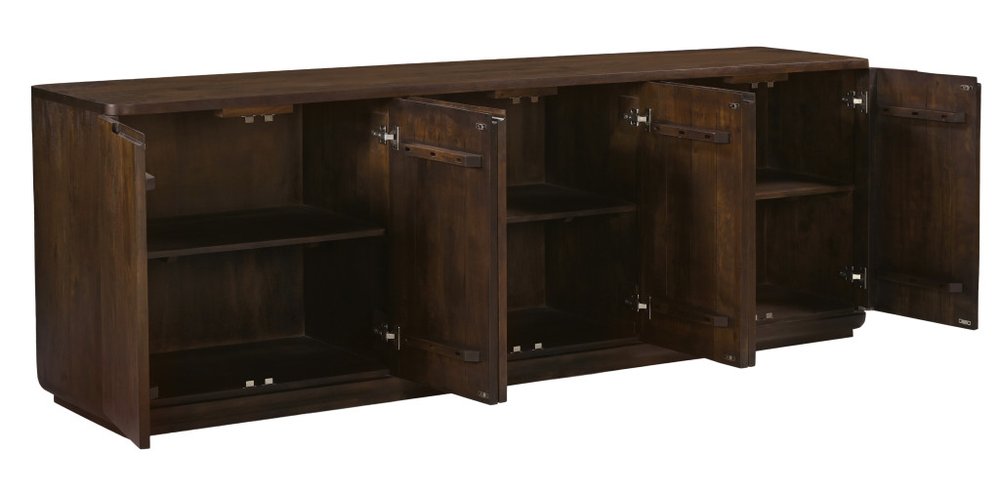 Dark Brown Distressed Solid Wood Sideboard with Six Doors - 96-inch