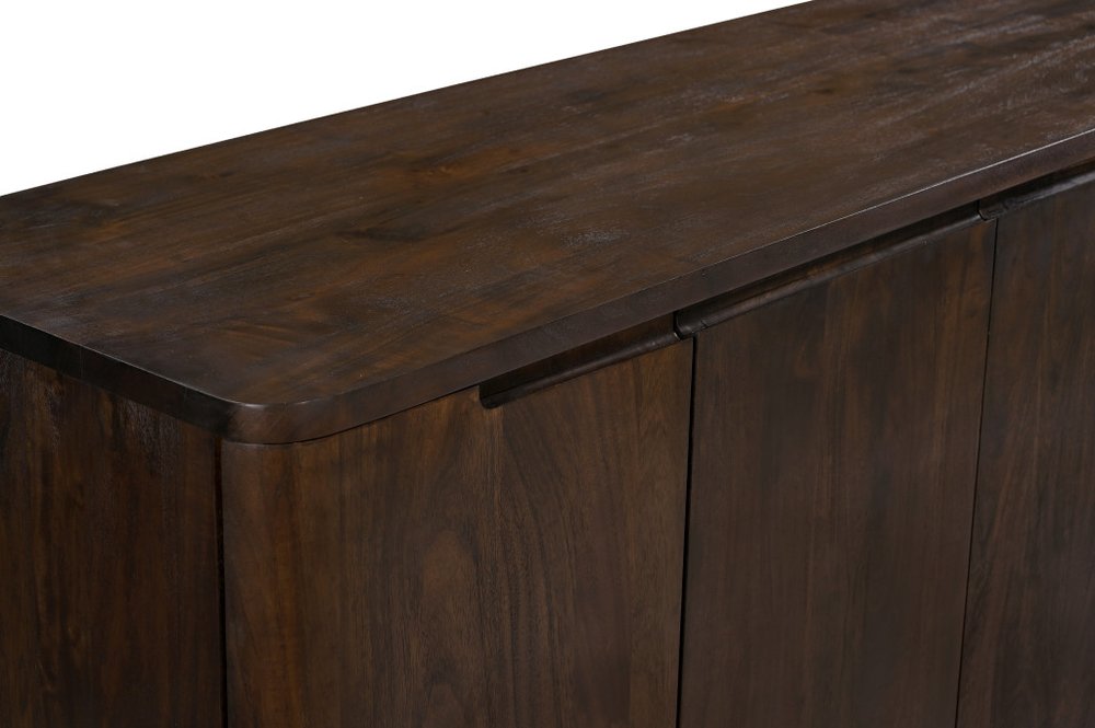 Dark Brown Distressed Solid Wood Sideboard with Six Doors - 96-inch
