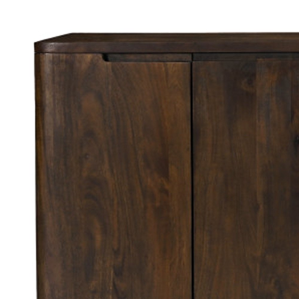 Dark Brown Distressed Solid Wood Sideboard with Six Doors - 96-inch