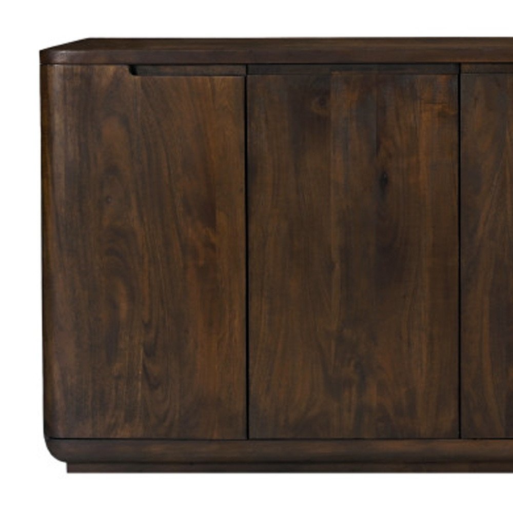 Dark Brown Distressed Solid Wood Sideboard with Six Doors - 96-inch