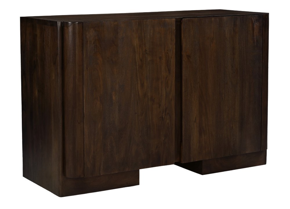 Dark Brown Distressed Solid Wood Sideboard Soft Close with Two Doors - 48-inch
