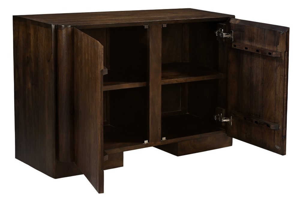 Dark Brown Distressed Solid Wood Sideboard Soft Close with Two Doors - 48-inch